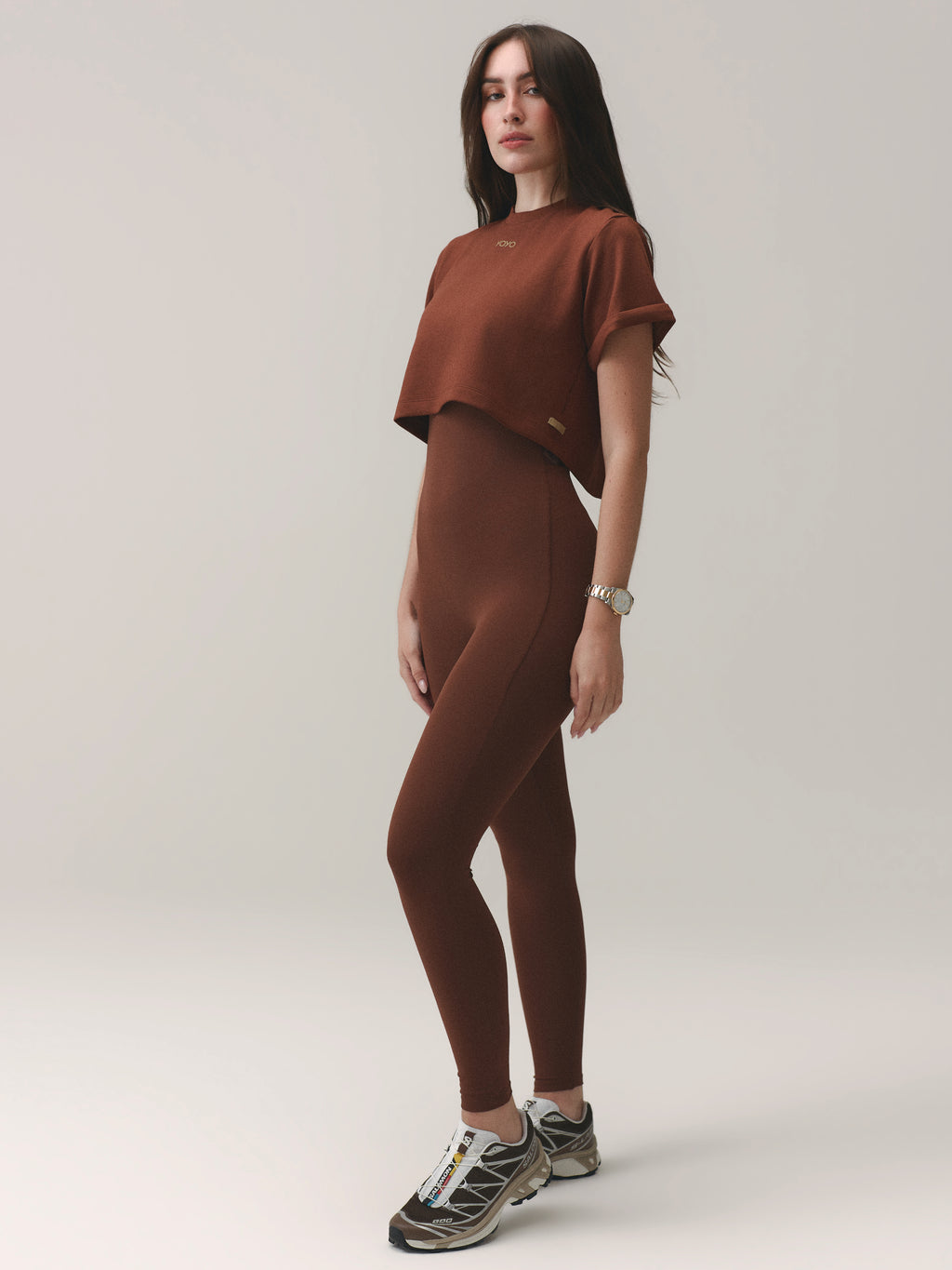 CROPPED T-SHIRT MOON COTTON™ VELVET TRUFFLE
