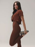 CROPPED T-SHIRT MOON COTTON™ VELVET TRUFFLE