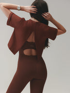 CROPPED T-SHIRT MOON COTTON™ VELVET TRUFFLE