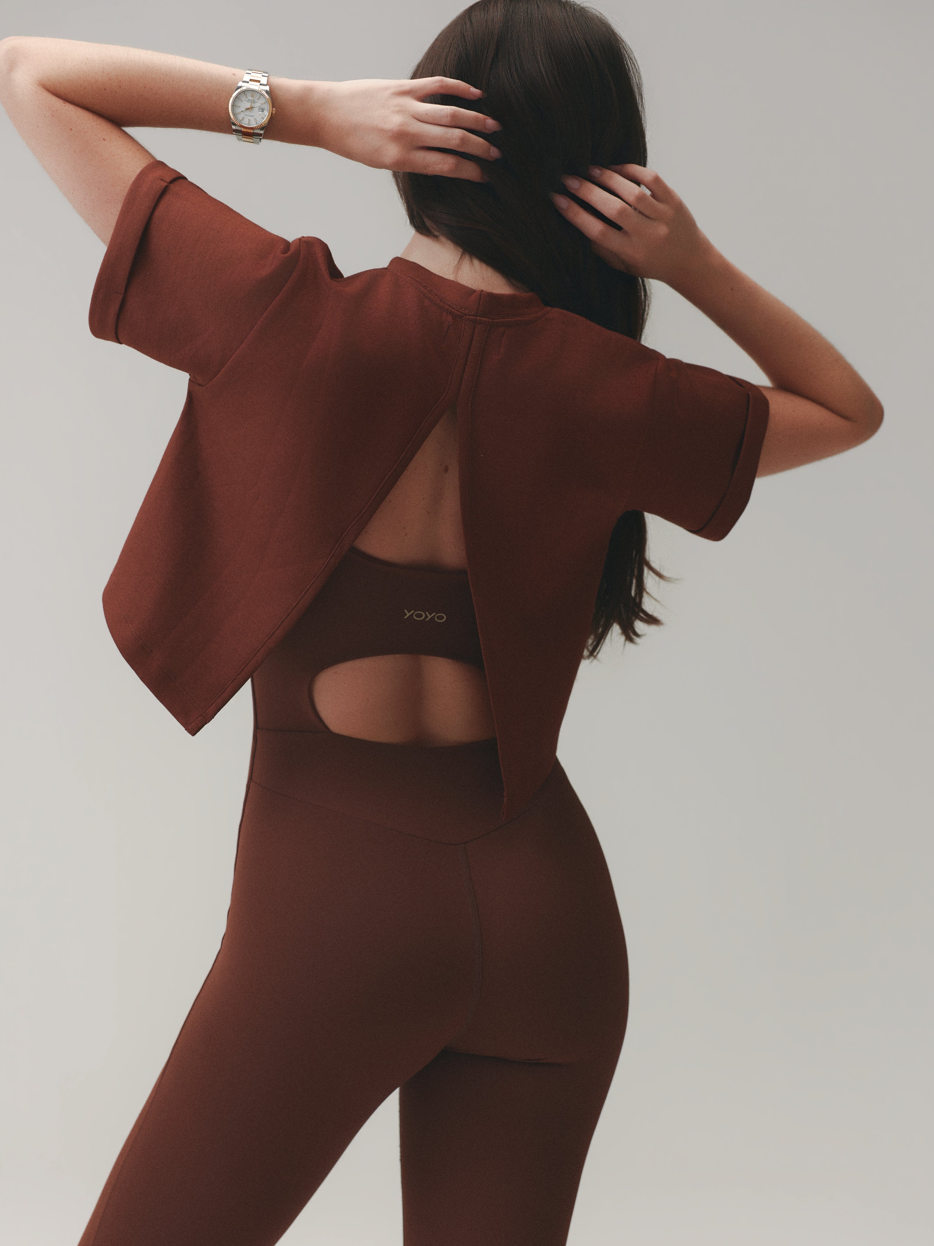 CROPPED T-SHIRT MOON COTTON™ VELVET TRUFFLE