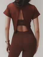 CROPPED T-SHIRT MOON COTTON™ VELVET TRUFFLE