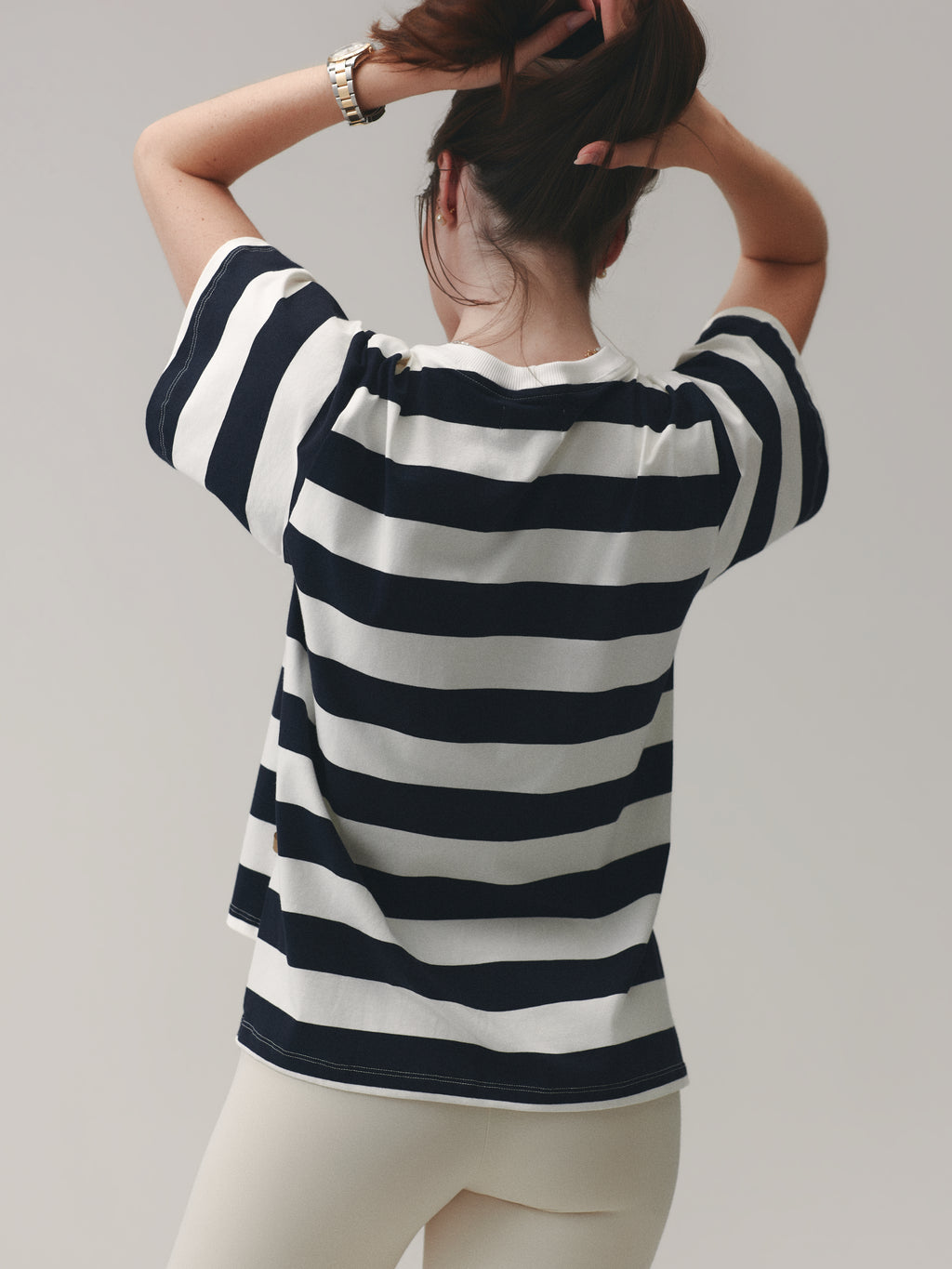THE ESSENTIAL TEE CLOUD COTTON™ BOLD STRIPES WARM SUGAR/ OUT OF THE BLUE
