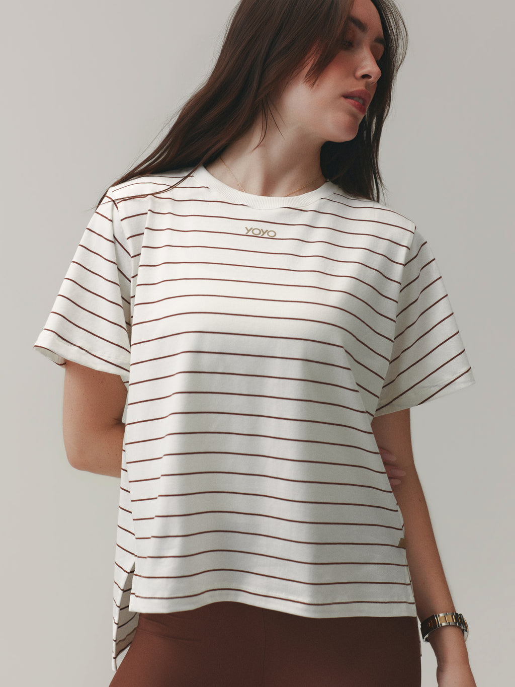 THE ESSENTIAL TEE CLOUD COTTON™ WARM SUGAR/ VELVET TRUFFLE