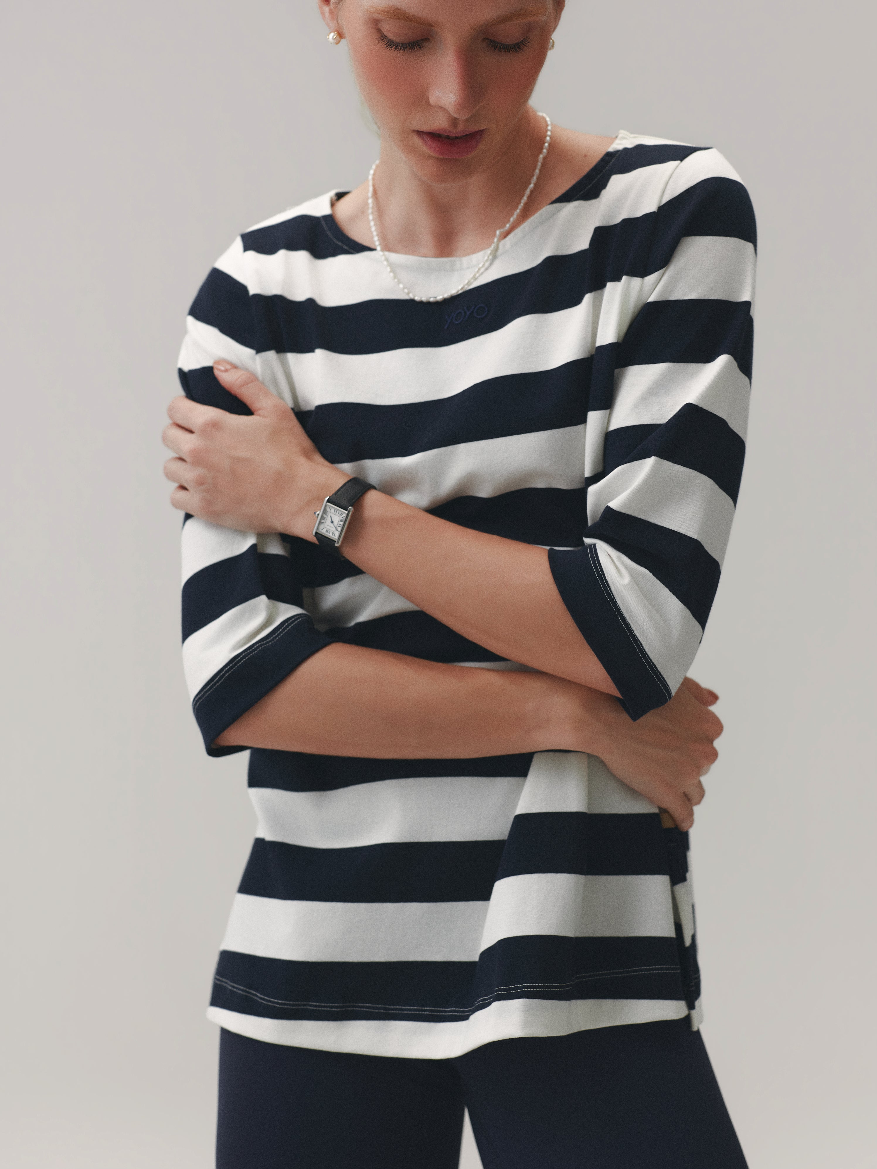LONG SLEEVE TEE™ BOLD STRIPES WARM SUGAR/ OUT OF THE BLUE