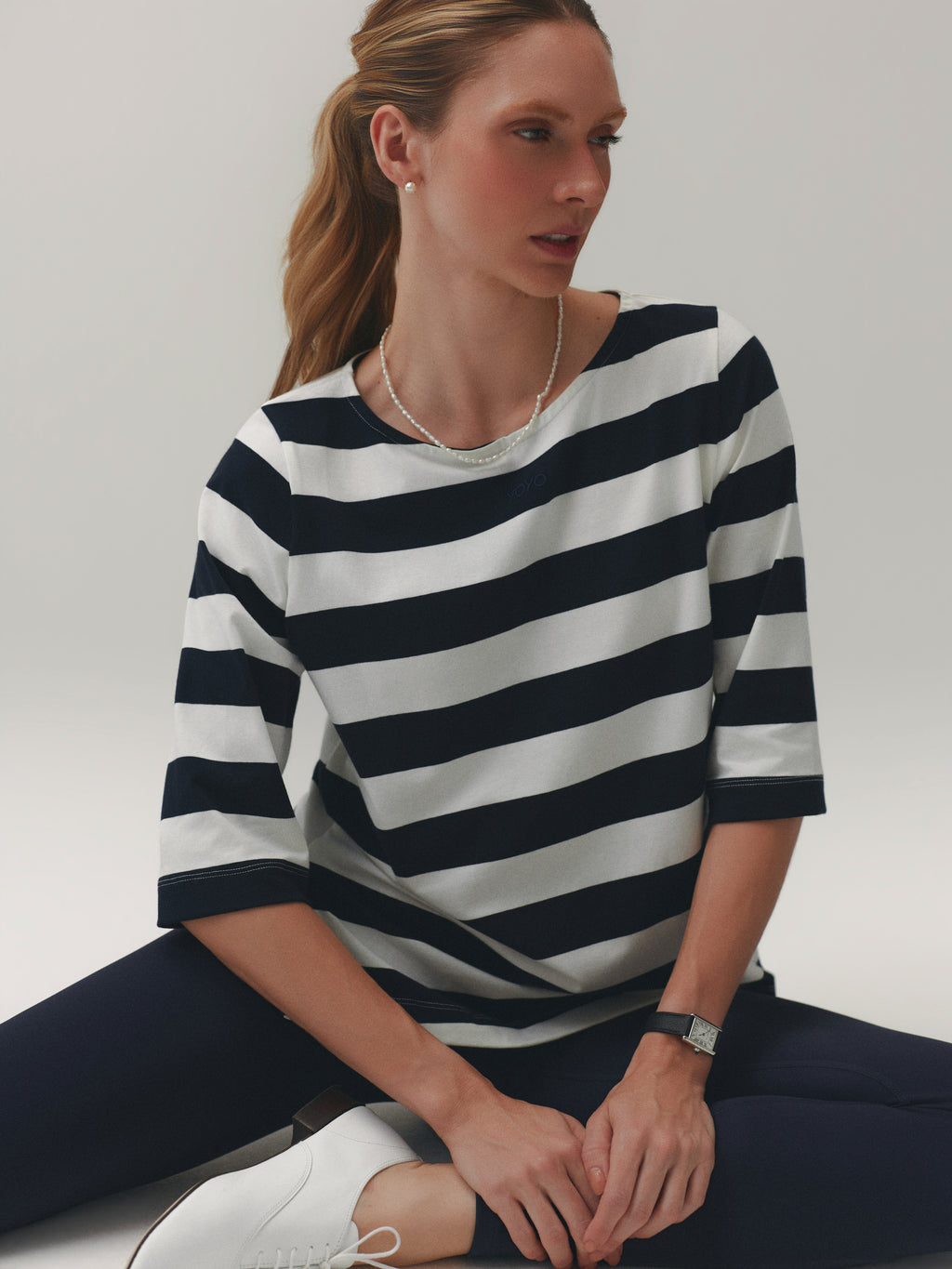 LONG SLEEVE TEE™ BOLD STRIPES WARM SUGAR/ OUT OF THE BLUE