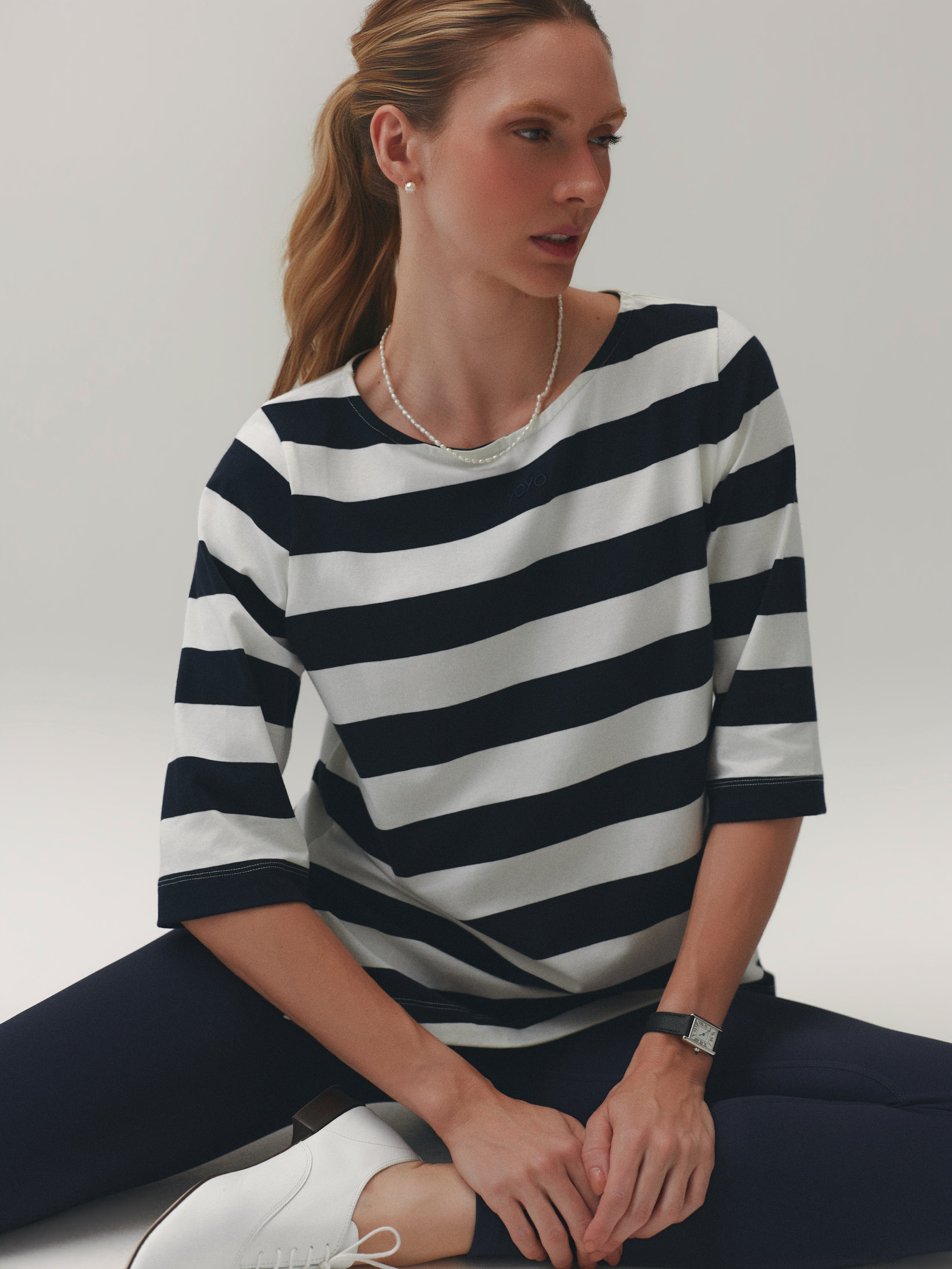 LONG SLEEVE TEE™ BOLD STRIPES WARM SUGAR/ OUT OF THE BLUE