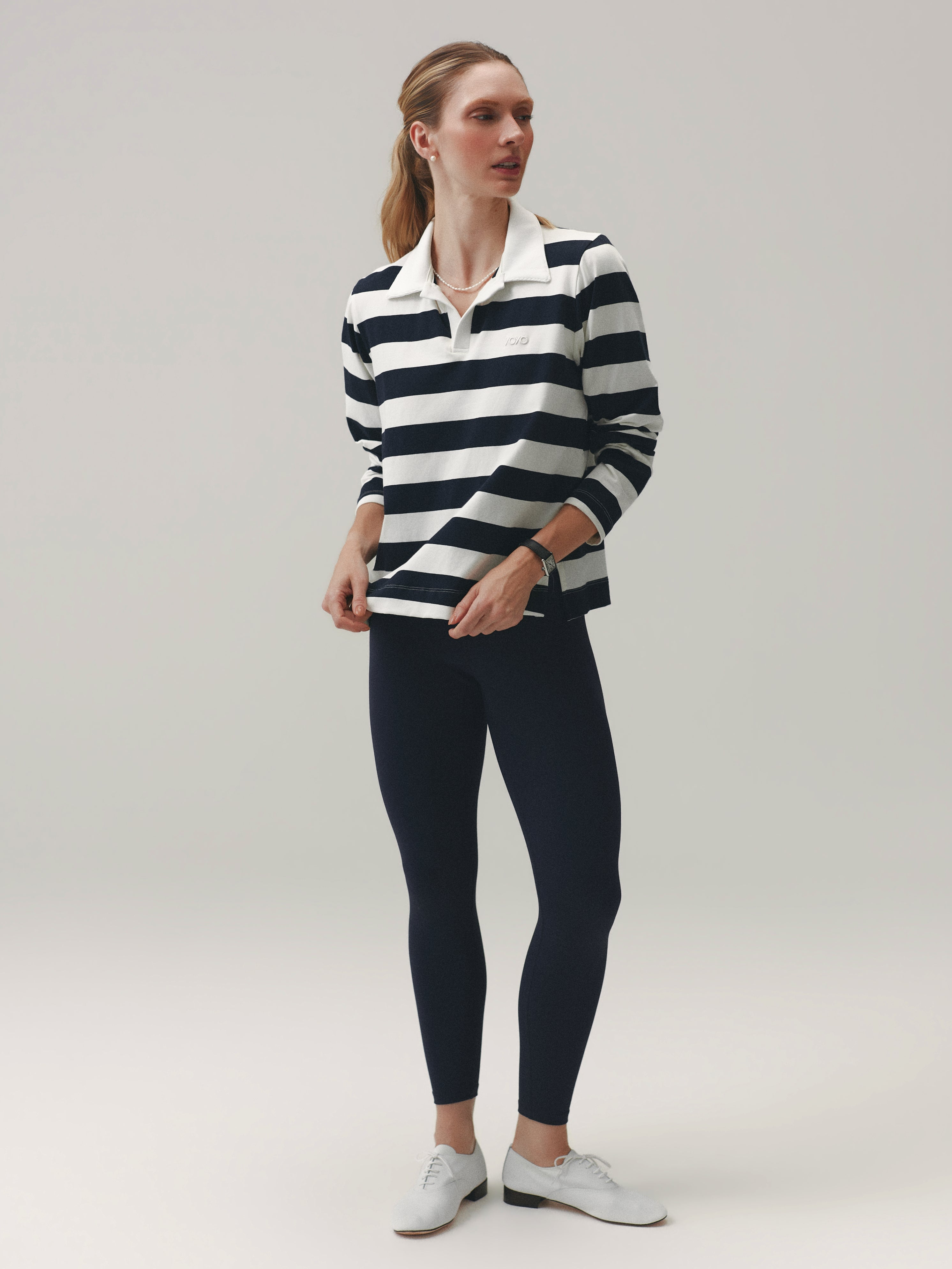 LONG SLEEVE POLO™ WARM SUGAR/ OUT OF THE BLUE