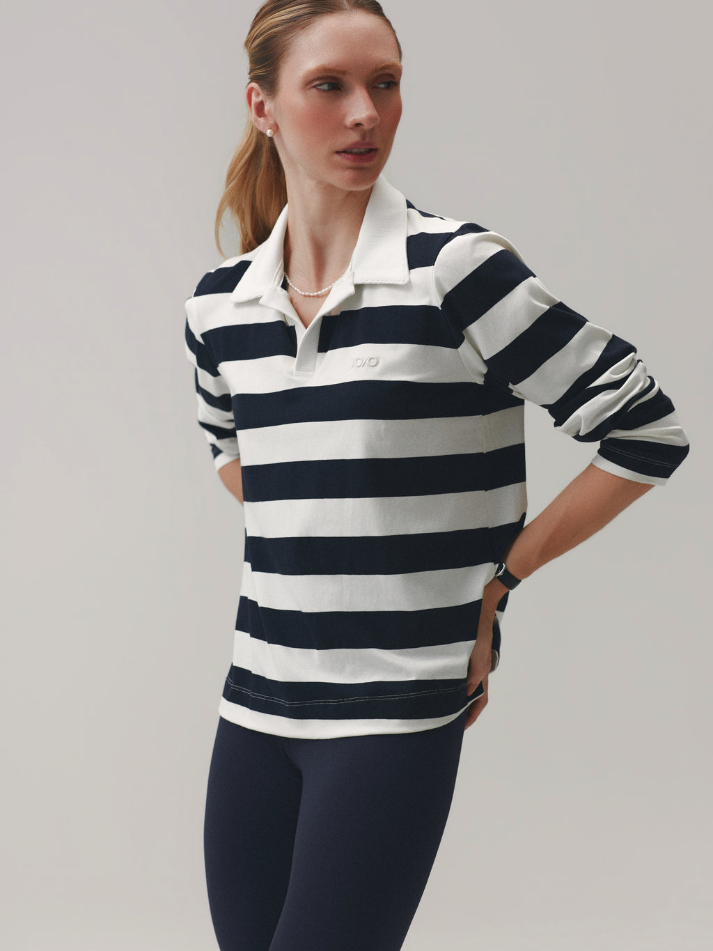 LONG SLEEVE POLO™ WARM SUGAR/ OUT OF THE BLUE