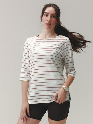 LONG SLEEVE TEE CLOUD COTTON™ WARM SUGAR/ VELVET TRUFFLE