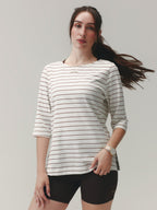 LONG SLEEVE TEE CLOUD COTTON™ WARM SUGAR/ VELVET TRUFFLE