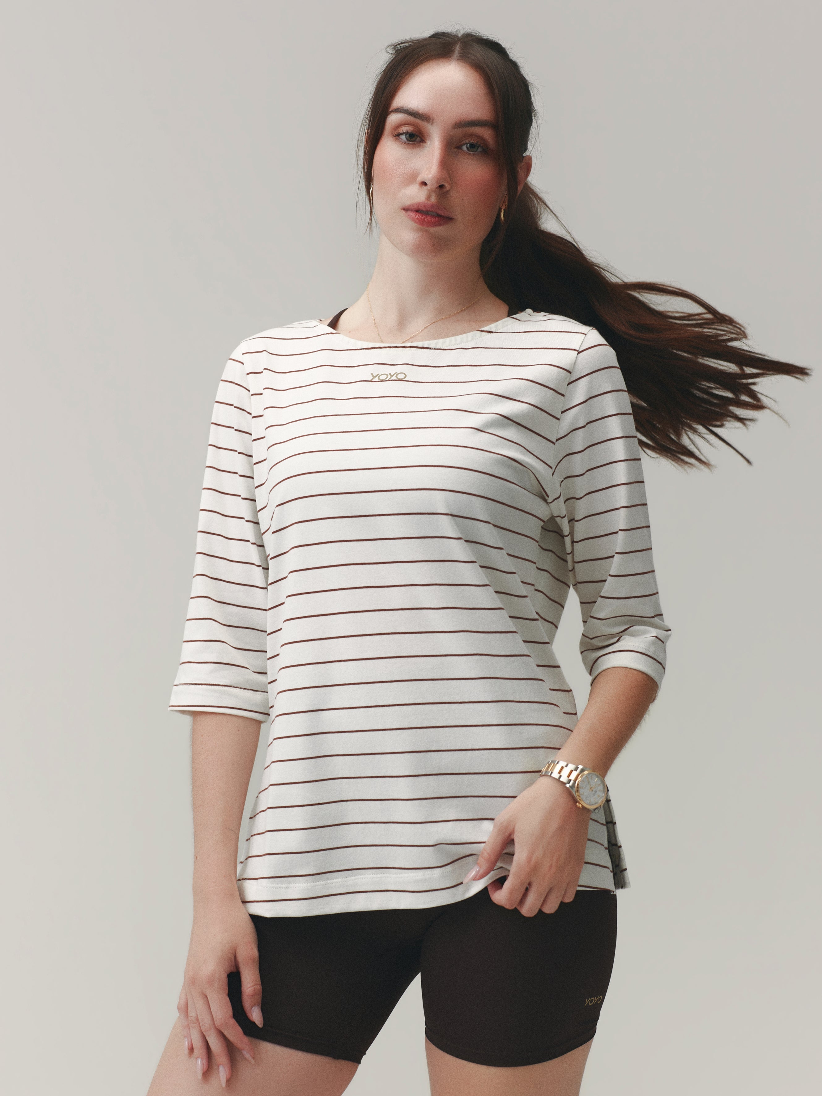 LONG SLEEVE TEE CLOUD COTTON™ WARM SUGAR/ VELVET TRUFFLE