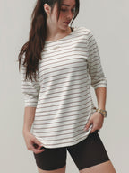 LONG SLEEVE TEE CLOUD COTTON™ WARM SUGAR/ VELVET TRUFFLE