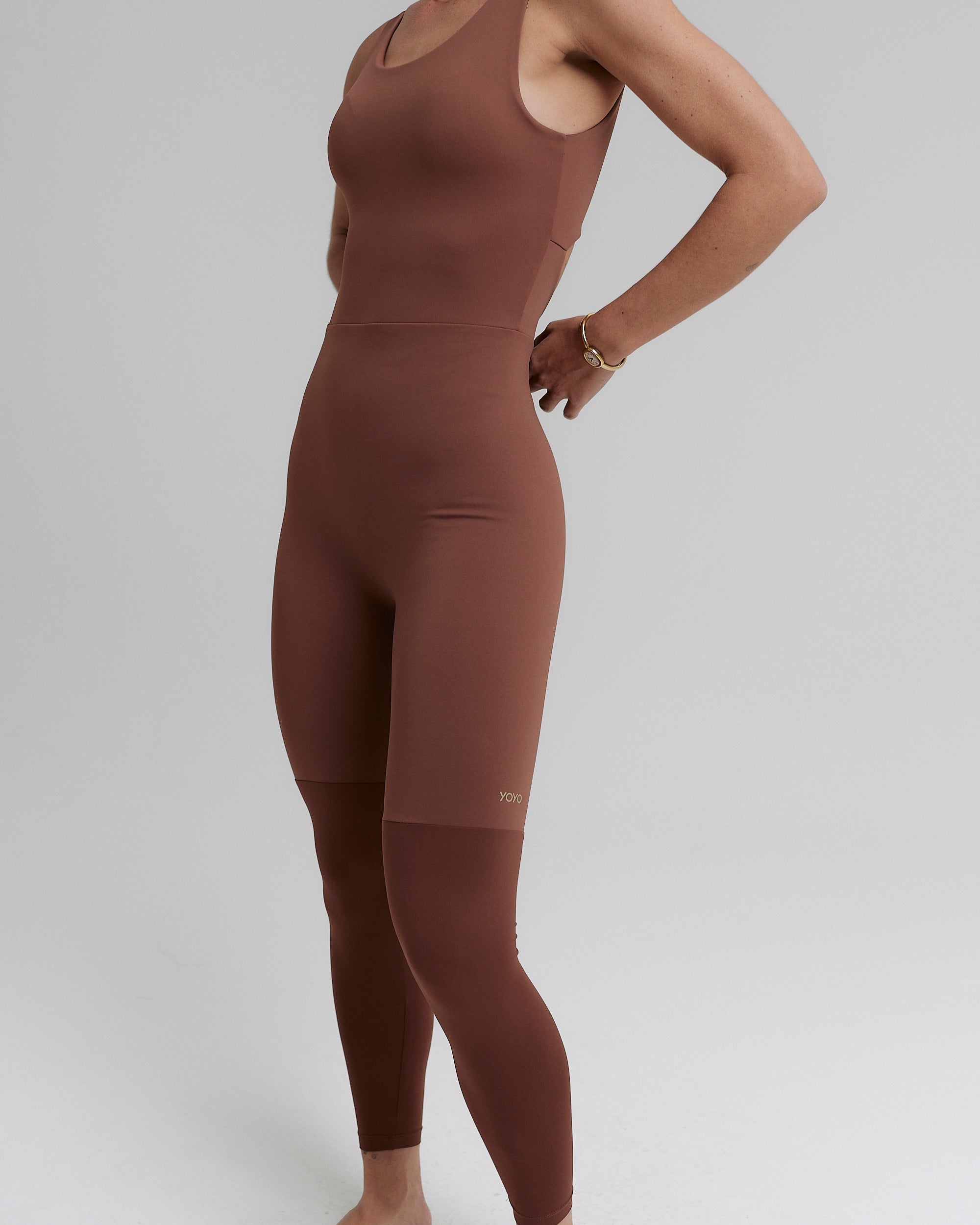 JUMPSUIT COMPRESSILK™ VELVET TRUFFLE