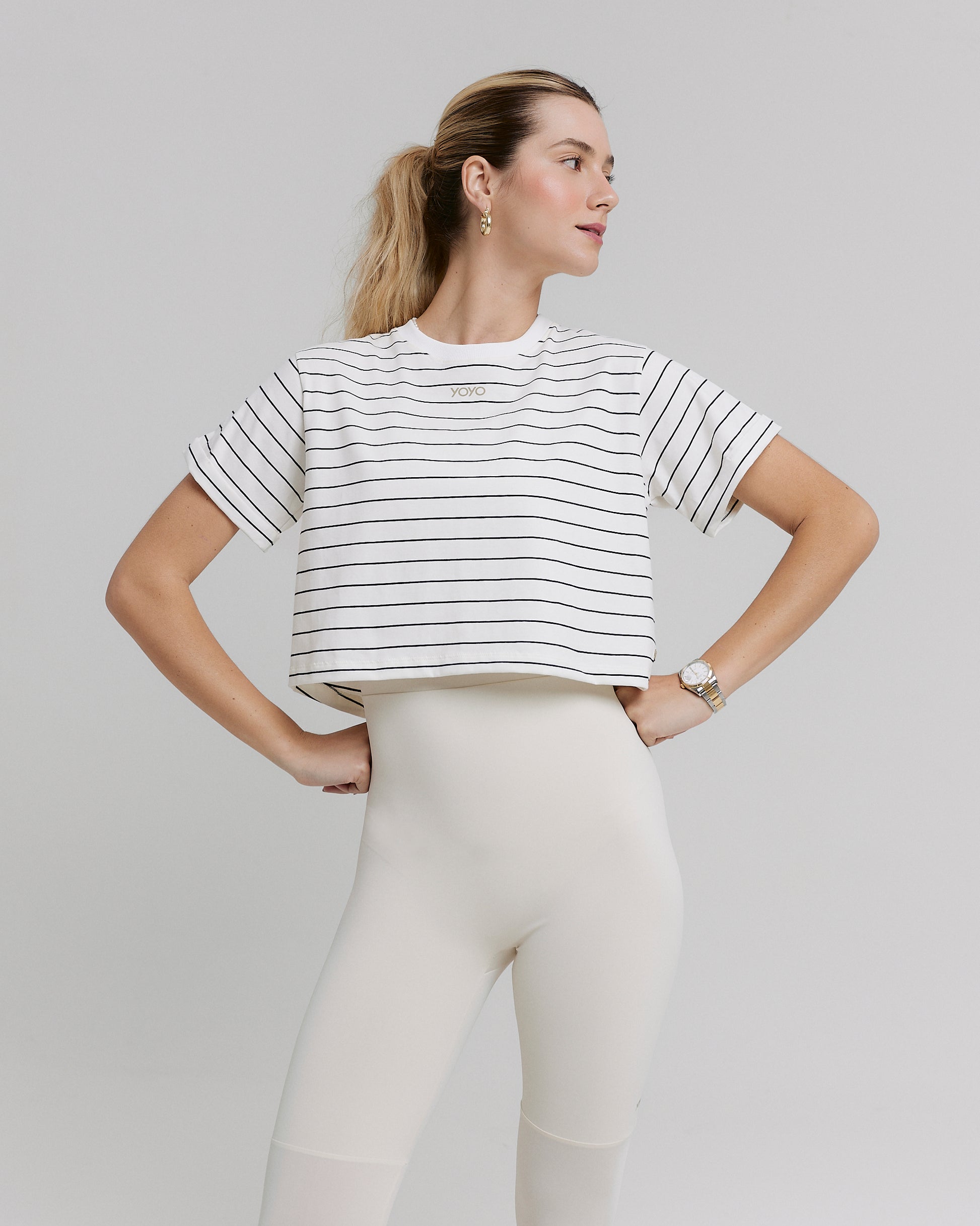 CROPPED T-SHIRT CLOUD COTTON™ WARM SUGAR / OUT OF THE BLUE