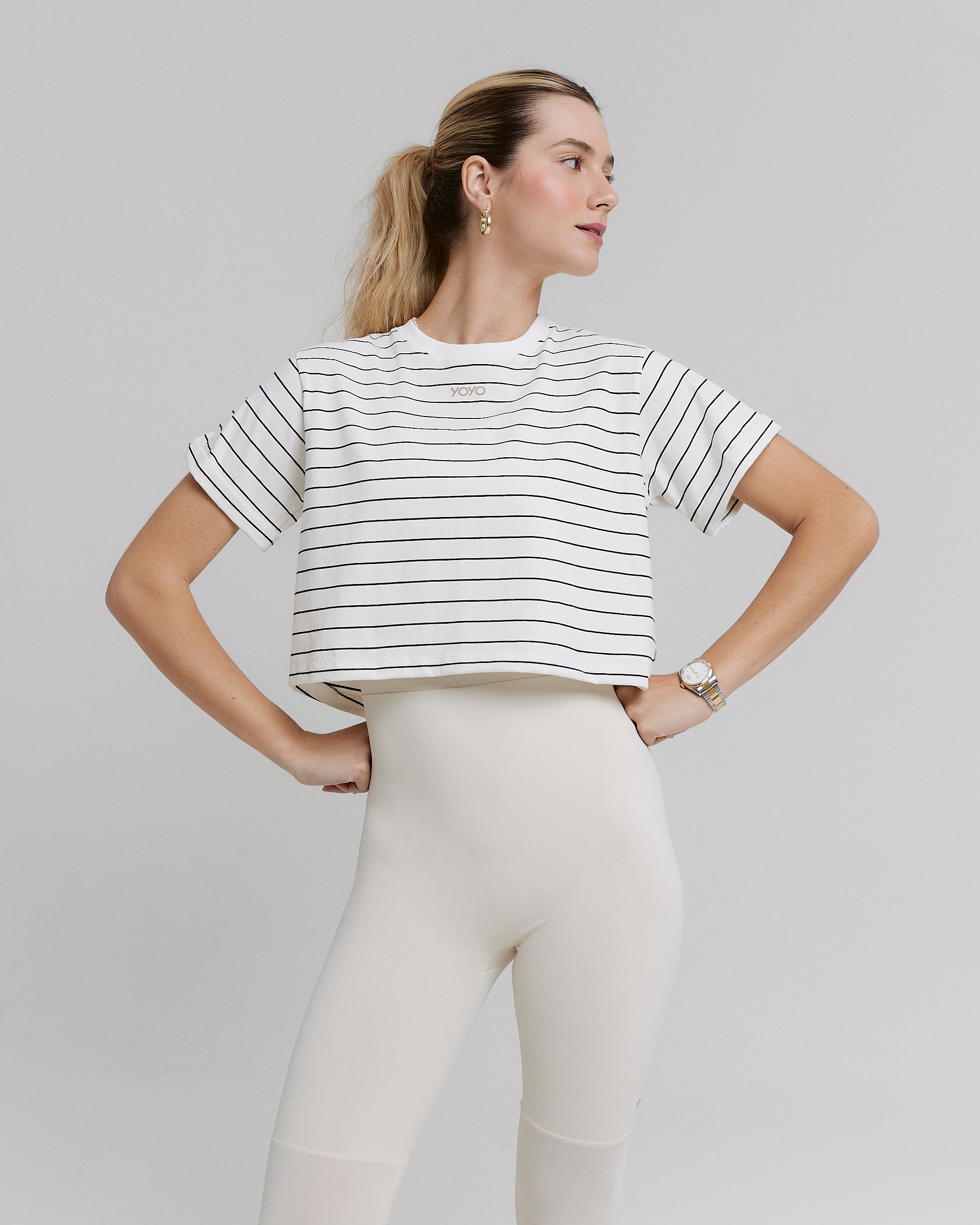 CROPPED T-SHIRT CLOUD COTTON™ WARM SUGAR / OUT OF THE BLUE