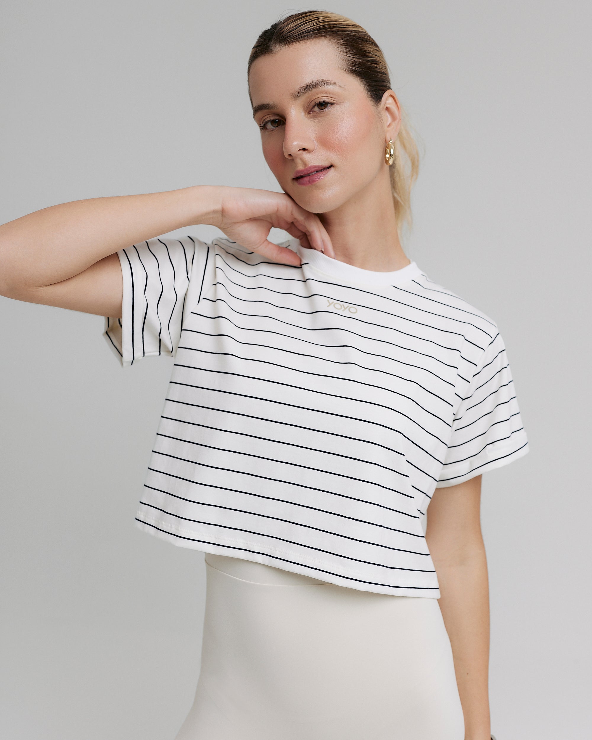 CROPPED T-SHIRT CLOUD COTTON™ WARM SUGAR / OUT OF THE BLUE