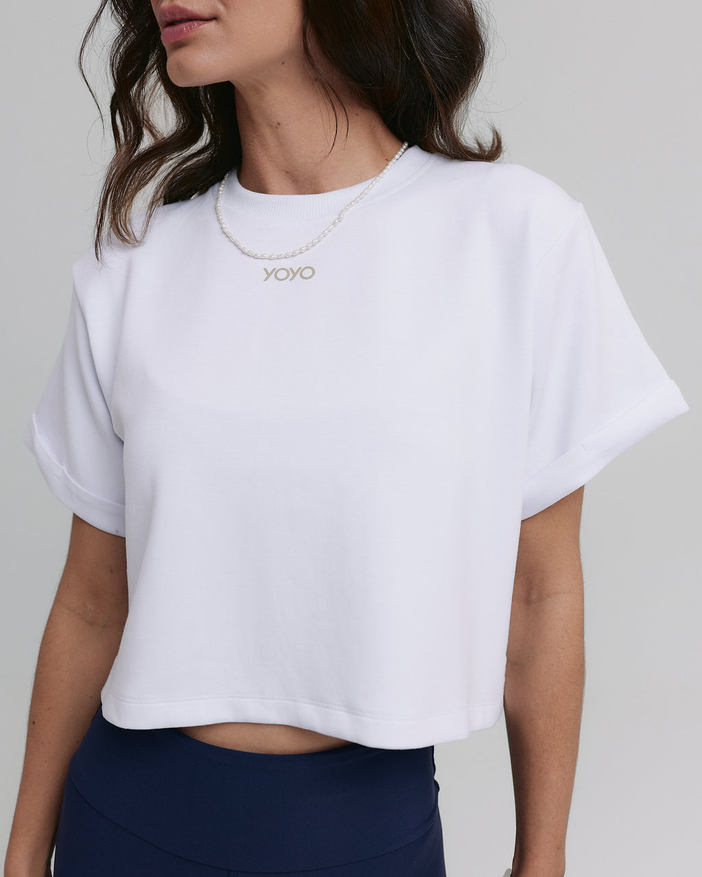 CROPPED T-SHIRT MOON COTTON™ SHEER LATTE