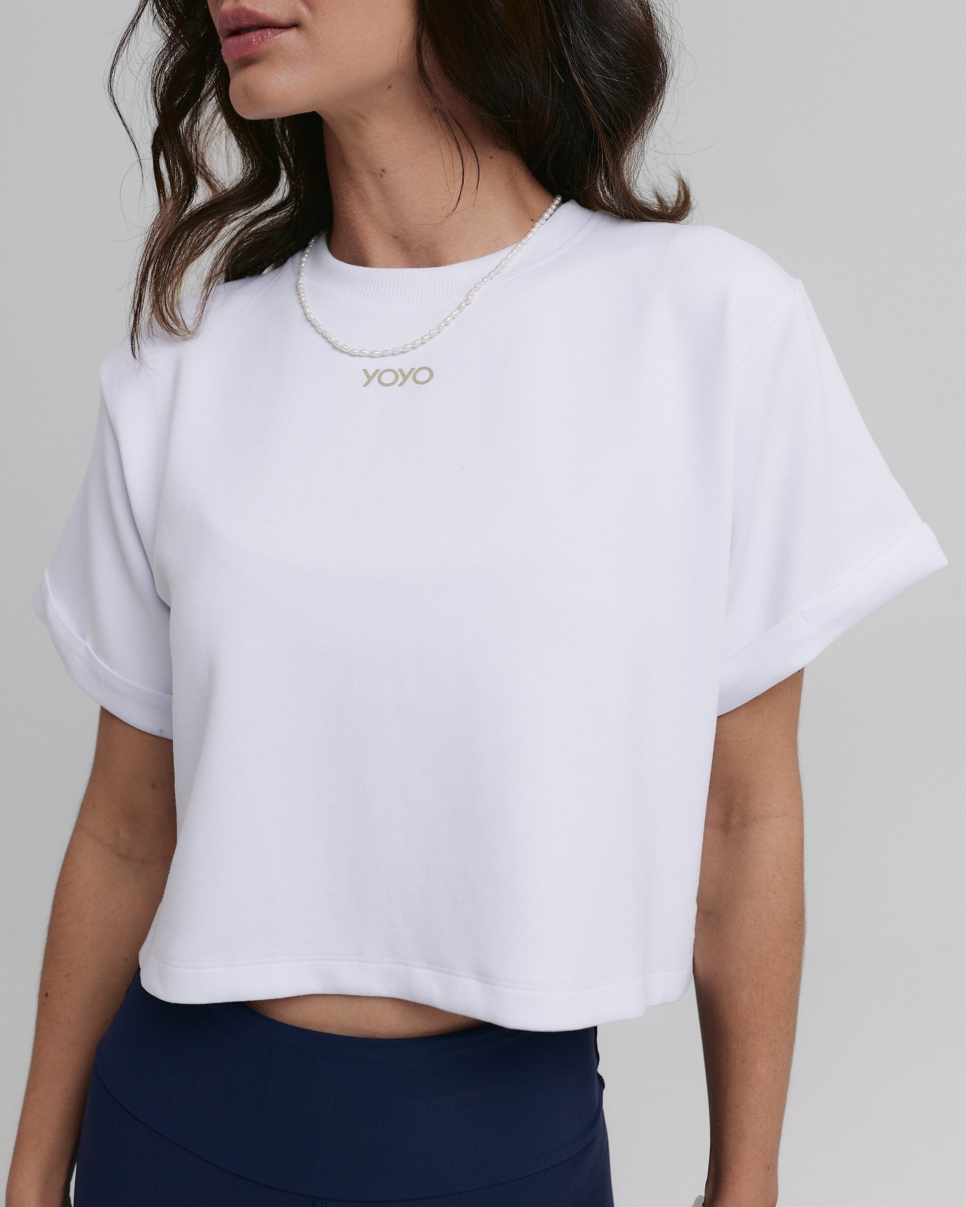 CROPPED T-SHIRT MOON COTTON™ SHEER LATTE
