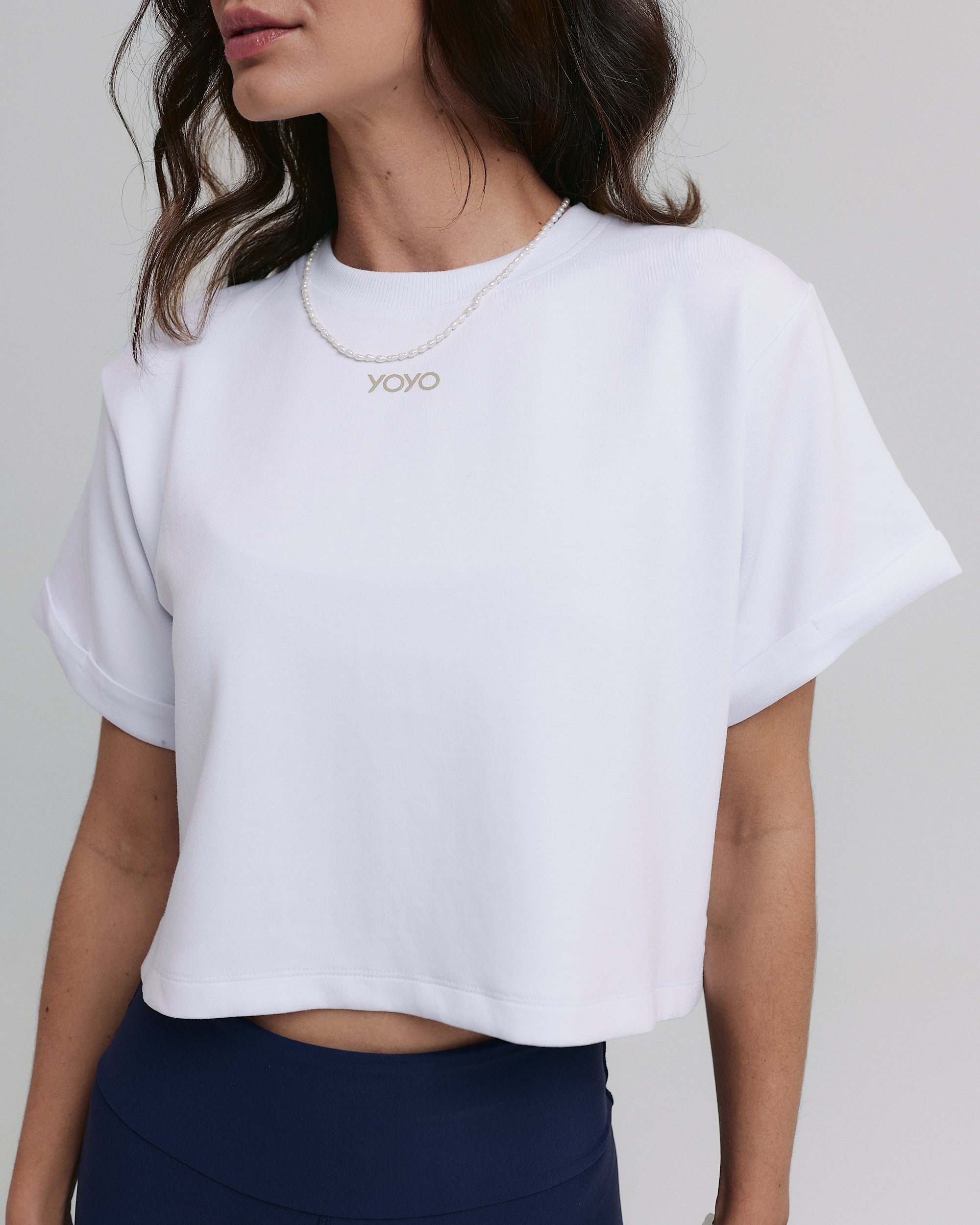 CROPPED T-SHIRT MOON COTTON™ SHEER LATTE
