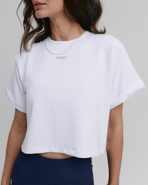 CROPPED T-SHIRT MOON COTTON™ SHEER LATTE