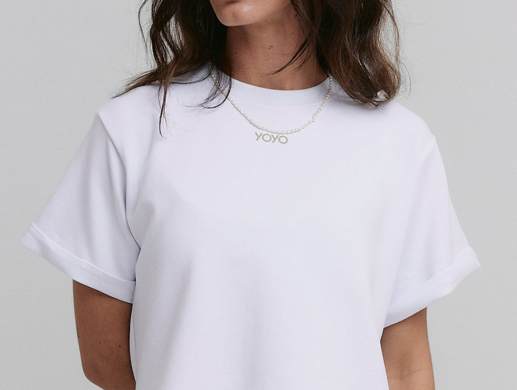 CROPPED T-SHIRT MOON COTTON™ SHEER LATTE