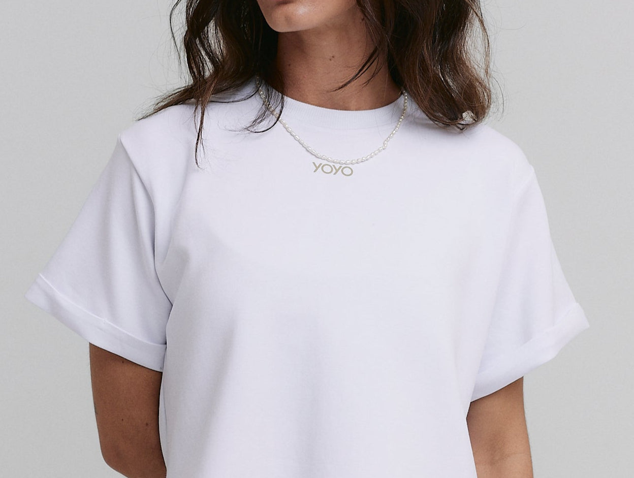 CROPPED T-SHIRT MOON COTTON™ SHEER LATTE