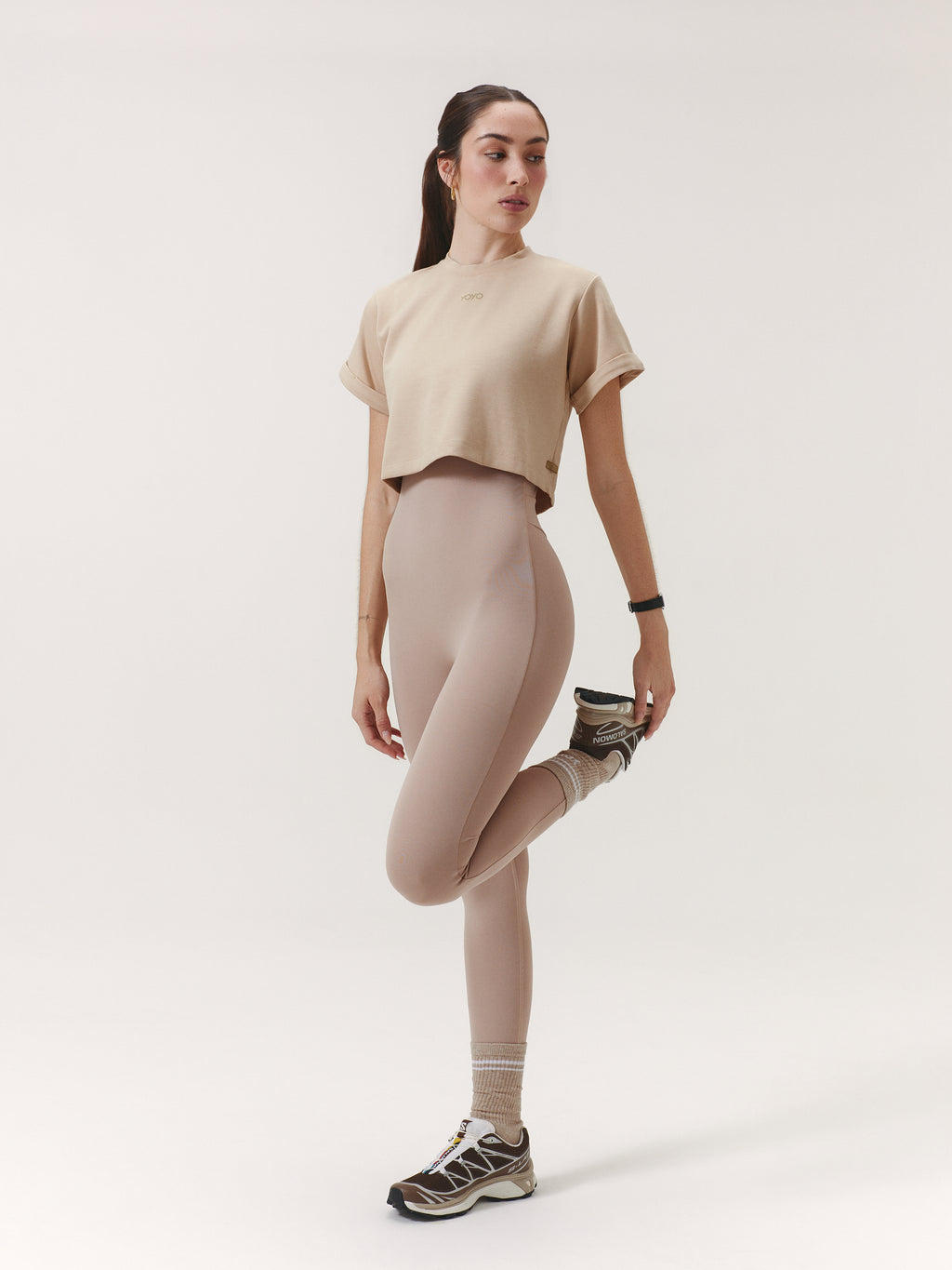 CROPPED T-SHIRT MOON COTTON™ SOFT MOCHA