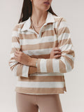 LONG SLEEVE POLO CLOUD COTTON™ WARM SUGAR/ SOFT MOCHA